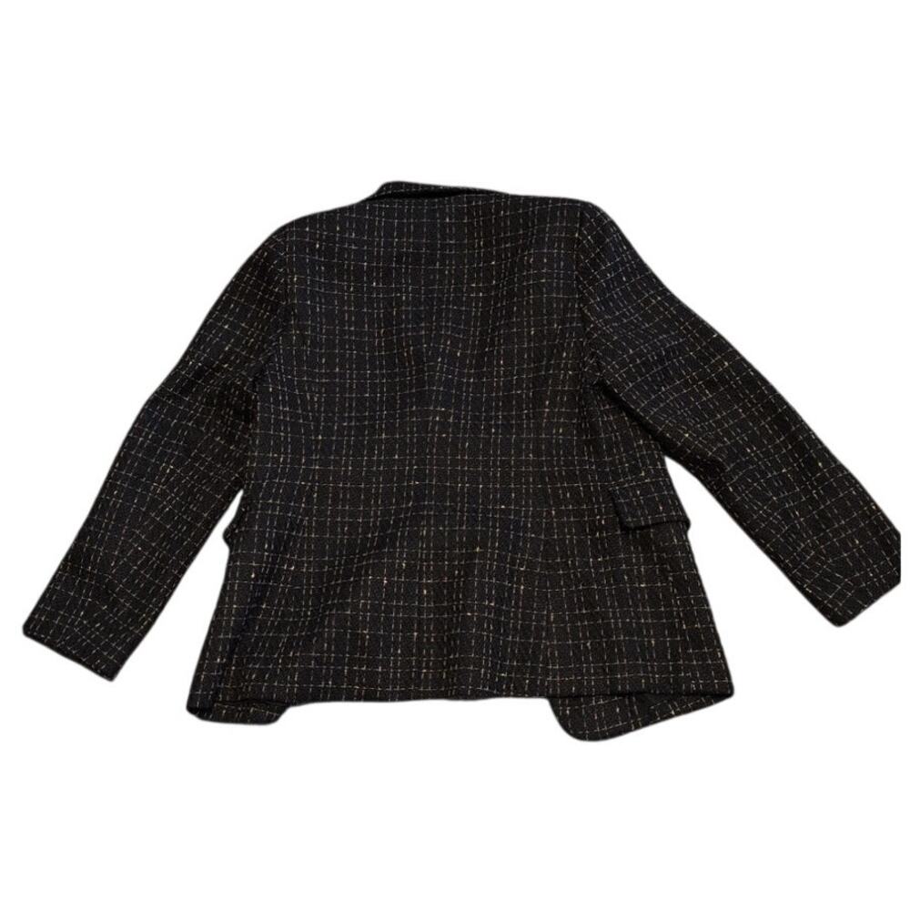 Mina Self Black & Gold Tweed Plaid Double-Breasted Blazer Size Large EUC - Picture 4 of 6
